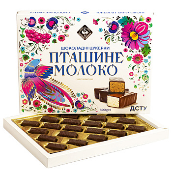 Подарунковий набір цукерок глазурованих шоколадною глазур'ю "Пташине молоко", 300г